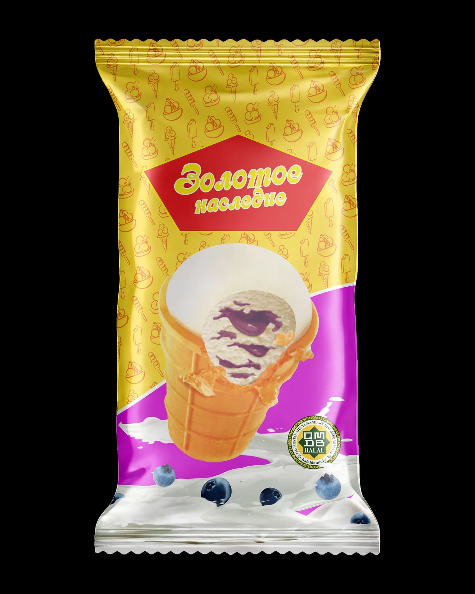 Мороженое Золотое наследие в вафельном стаканчике